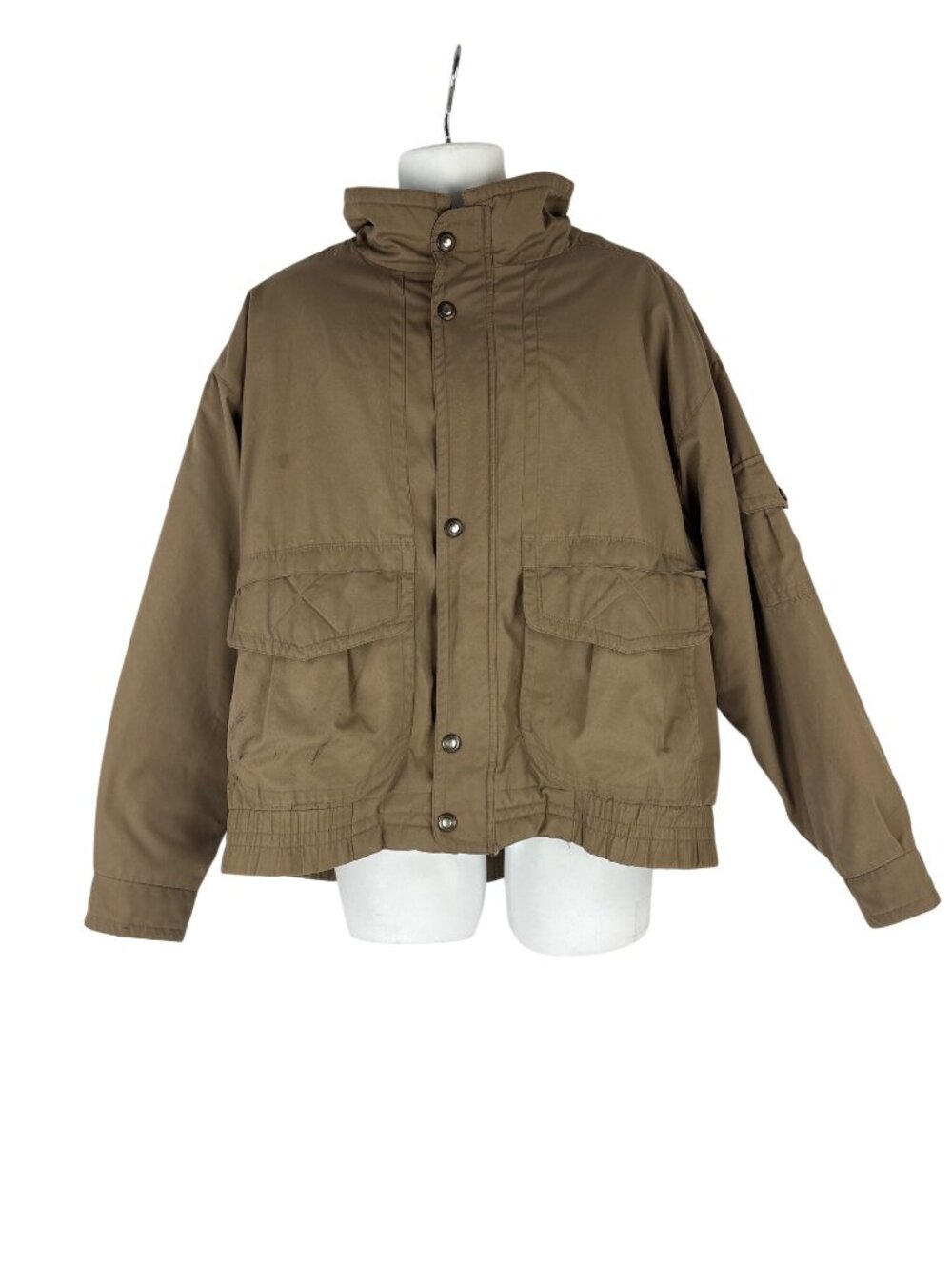 Vtg Towne London Fog Bomber Jacket Tan Plaid Lined Harrington Gorpcore Mens L